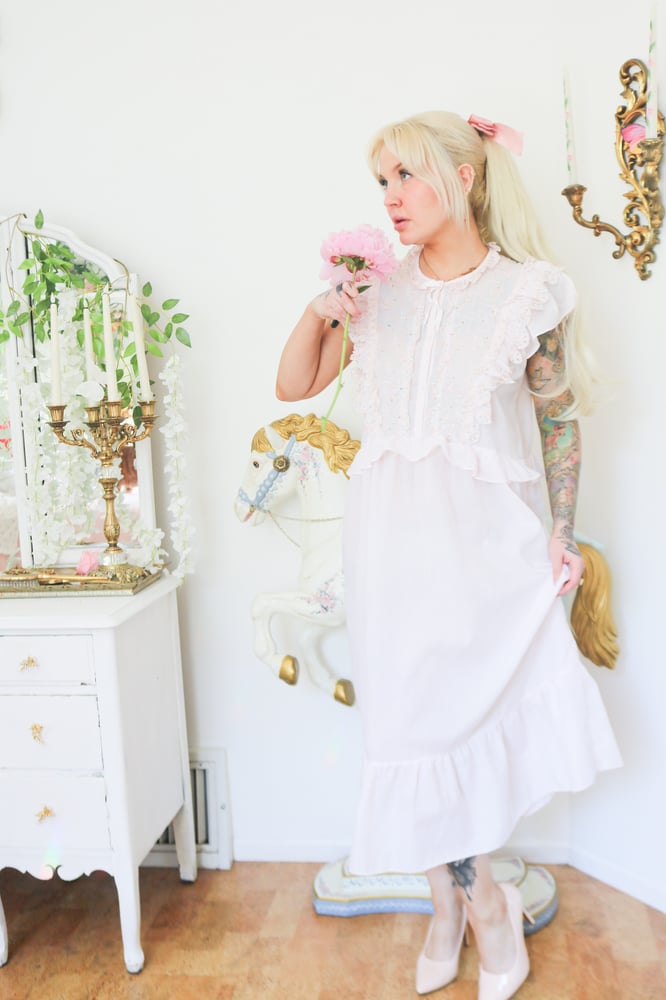 Image of Modern Wing Pastel Pink Princess Ruffle Neckline Dress (Medium)