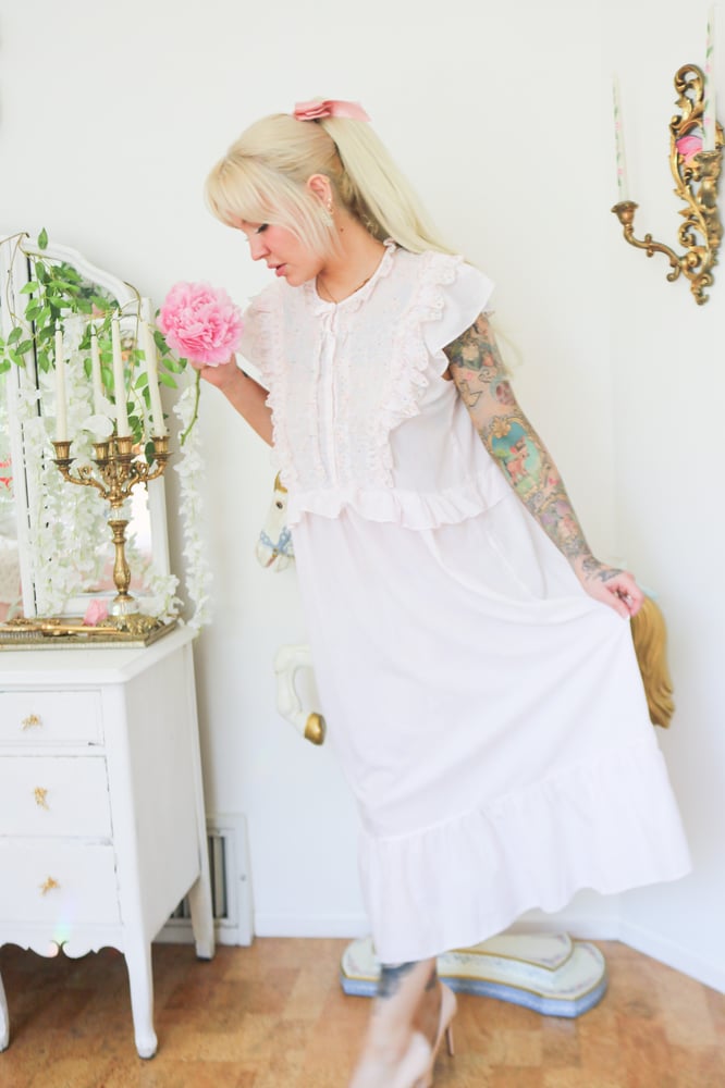 Image of Modern Wing Pastel Pink Princess Ruffle Neckline Dress (Medium)