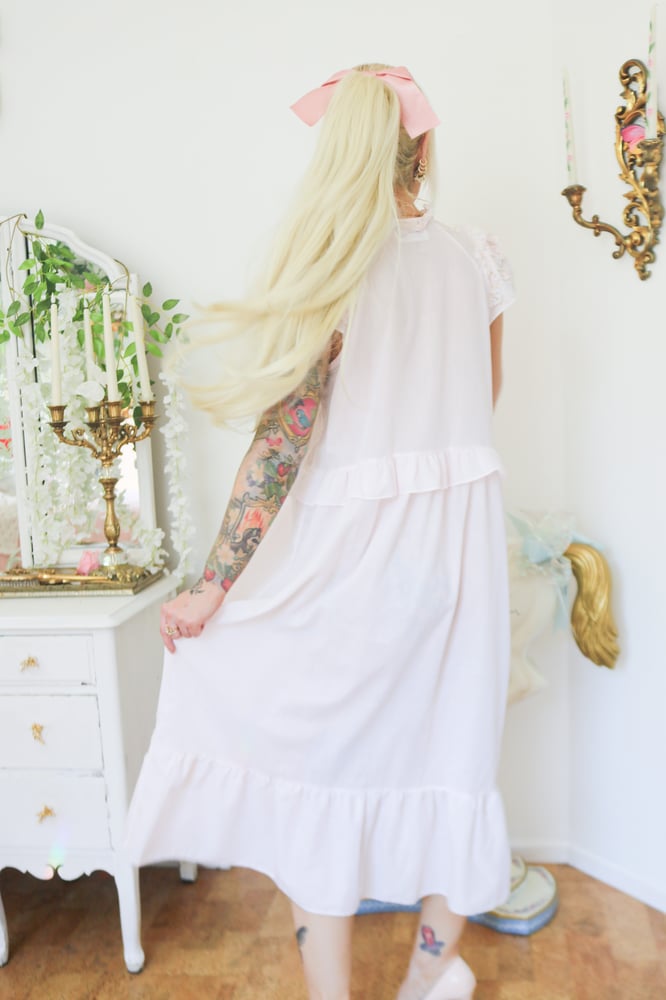 Image of Modern Wing Pastel Pink Princess Ruffle Neckline Dress (Medium)