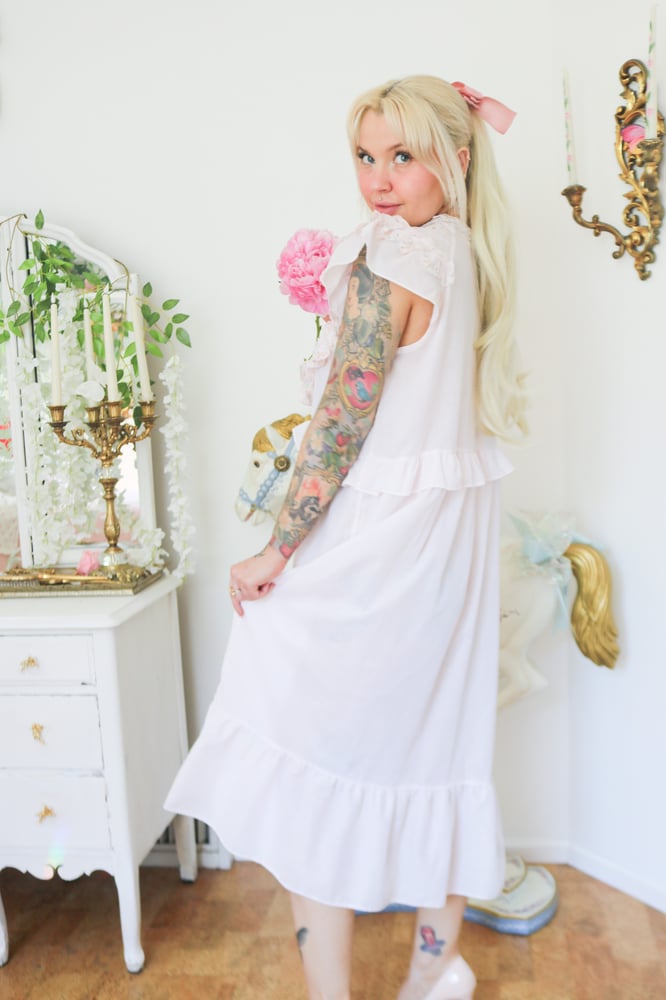 Image of Modern Wing Pastel Pink Princess Ruffle Neckline Dress (Medium)