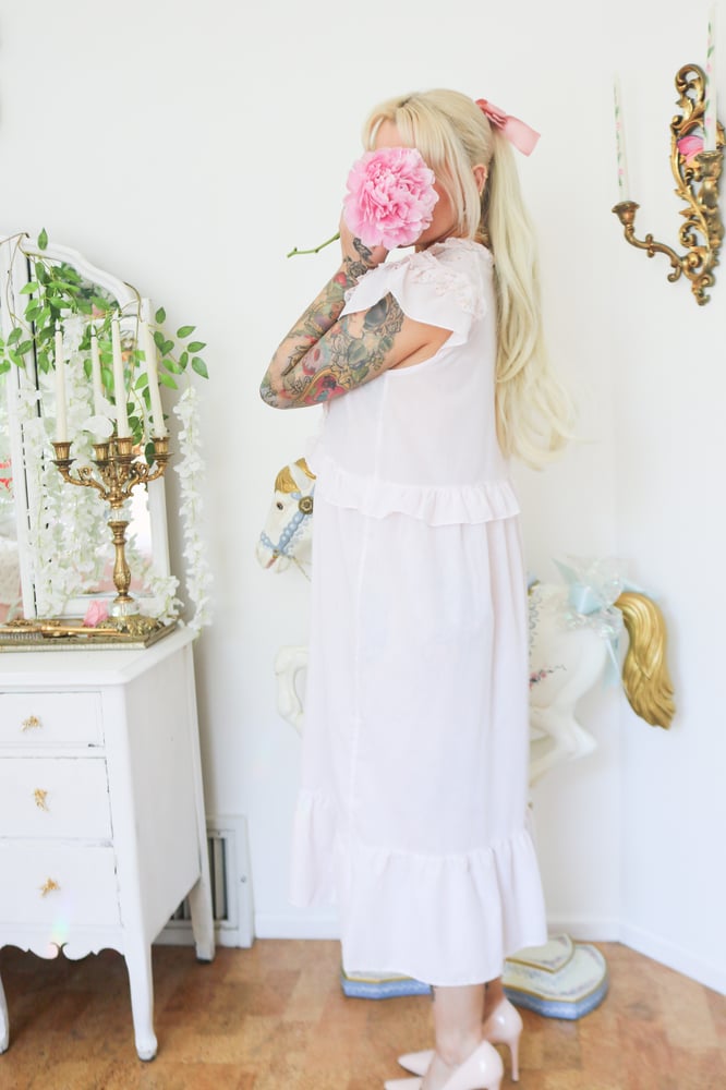 Image of Modern Wing Pastel Pink Princess Ruffle Neckline Dress (Medium)
