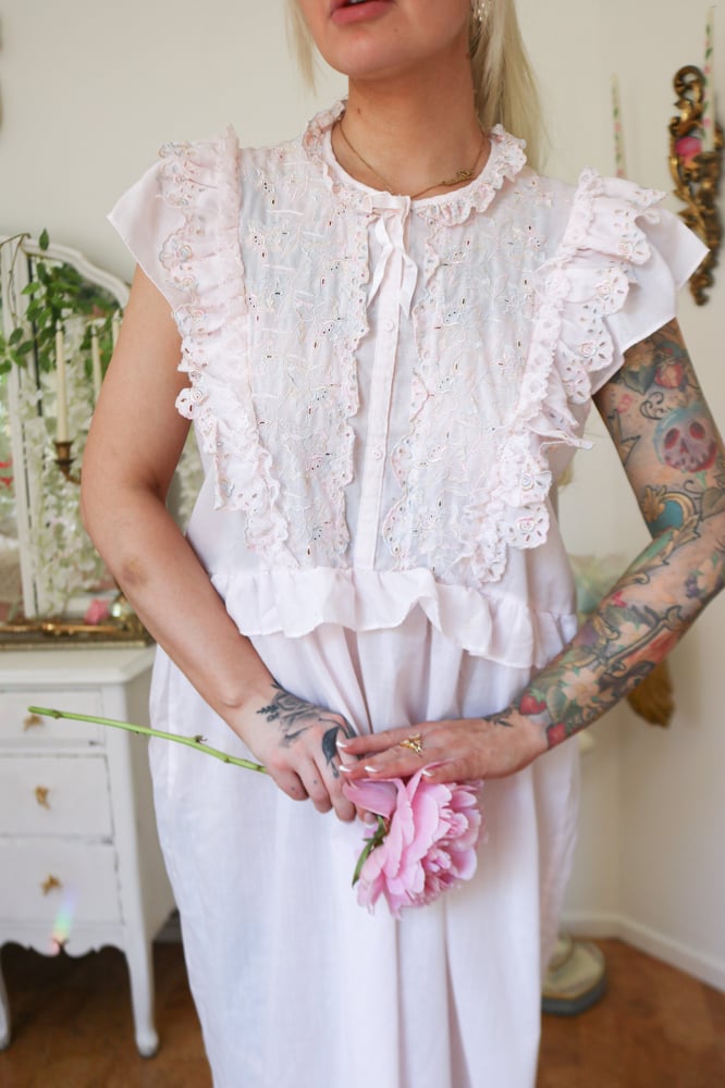 Image of Modern Wing Pastel Pink Princess Ruffle Neckline Dress (Medium)