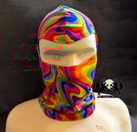Image 2 of Handmade Spandex Rainbow Pride Print Balaclava
