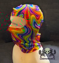 Image 1 of Handmade Spandex Rainbow Pride Print Balaclava