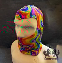 Image 3 of Handmade Spandex Rainbow Pride Print Balaclava