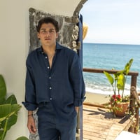 Image 5 of ÉFÉMÈRE Mediterranean Blue Tailored Linen Shirt 