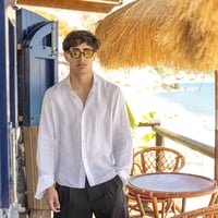 Image 2 of ÉFÉMÈRE Pearl White Tailored Linen Shirt 