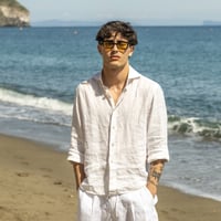 Image 1 of ÉFÉMÈRE Pearl White Tailored Linen Shirt 
