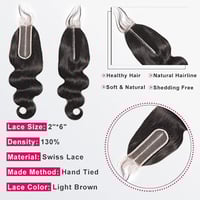 Image 3 of 2" X 6" HD UBody Wave Transparent Lace Closure #1B Natural Black