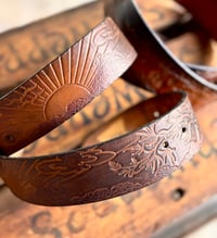Image 2 of Original Tom Fugle Sunset & Bonsai Tree Scene by Dave Mann Leather Belt 