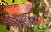 Image 3 of Original Tom Fugle Sunset & Bonsai Tree Scene by Dave Mann Leather Belt 