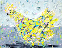 Image 1 of Vera Wing, 8x10 Acrylic Painting, 11x14 matted, Embellished French Hen