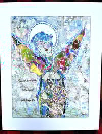 Image 1 of Harriet, 9x12 Acrylic and Collage Painting, 11x14 matted, Abstract Angels,