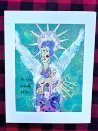 Image 1 of Zita,  9x12 Acrylic and Collage Painting, 11x14 matted, Abstract Angels,