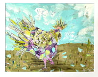 Image 1 of Lady Cluck, 11x14 Acrylic Painting, 16X20 matted, Embellished French Hen