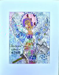 Image 1 of Zizania, 8x10 Acrylic and Collage Painting, 11x14 matted, Abstract Angels,