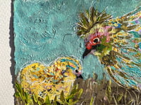 Image 2 of Blossom, 7.5x5.5 Acrylic Painting, 11x14 matted, Mother French Hen and Chick