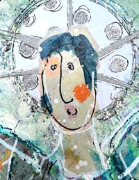 Image 2 of Vacia, 8x10 Acrylic and Collage Painting, 11x14 matted, Abstract Angels,