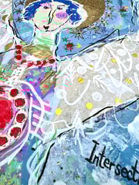 Image 2 of Lux Rubrum, 8x10 Acrylic and Collage Painting, 11x14 matted, Abstract Angels,