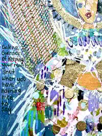 Image 2 of Galene, 8x10 Acrylic and Collage Painting, 11x14 matted, Abstract Angels,
