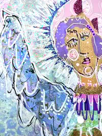 Image 3 of Zizania, 8x10 Acrylic and Collage Painting, 11x14 matted, Abstract Angels,