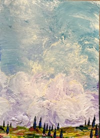 Image 2 of Cielo Tuscano IV, 7.5x5.5 Acrylic Painting, 8x10 matted, Abstract Tuscan Landscape