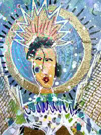 Image 3 of Galene, 8x10 Acrylic and Collage Painting, 11x14 matted, Abstract Angels,