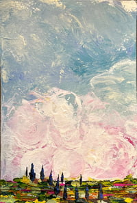 Image 3 of Cielo Tuscano I, 8x5.5 Acrylic Painting, 8x10 matted, Abstract Tuscan Landscape