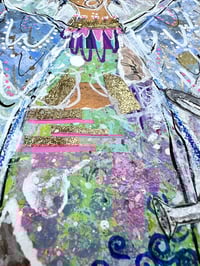 Image 4 of Zizania, 8x10 Acrylic and Collage Painting, 11x14 matted, Abstract Angels,