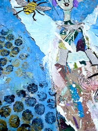 Image 4 of Ambrose, 9x12 Acrylic and Collage Painting, 11x14 matted, Abstract Angels,