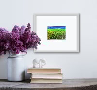 Image 2 of Papavero Tuscano I, 7.5x5.5 Acrylic Painting, 11x14 matted, Abstract Poppies in Field