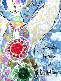Image 4 of Lux Rubrum, 8x10 Acrylic and Collage Painting, 11x14 matted, Abstract Angels,