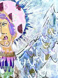 Image 5 of Zizania, 8x10 Acrylic and Collage Painting, 11x14 matted, Abstract Angels,