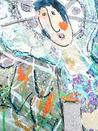 Image 5 of Vacia, 8x10 Acrylic and Collage Painting, 11x14 matted, Abstract Angels,
