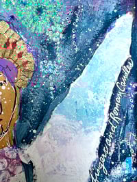 Image 5 of Stella, 9x12 Acrylic and Collage Painting, 11x14 matted, Abstract Angels,
