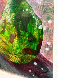 Image 2 of Sacred to Venus, 7.5x5.5 Acrylic Painting, 11x14 matted, pear on table