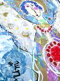 Image 5 of Lux Rubrum, 8x10 Acrylic and Collage Painting, 11x14 matted, Abstract Angels,