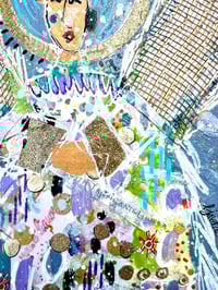 Image 5 of Galene, 8x10 Acrylic and Collage Painting, 11x14 matted, Abstract Angels,