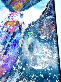 Image 6 of Stella, 9x12 Acrylic and Collage Painting, 11x14 matted, Abstract Angels,