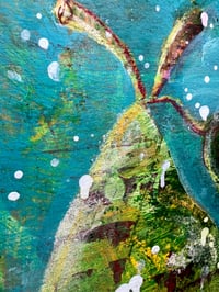 Image 3 of Evening Glow, 7.5x5.5 Acrylic Painting, 11x14 matted, pear on table