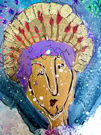 Image 7 of Stella, 9x12 Acrylic and Collage Painting, 11x14 matted, Abstract Angels,
