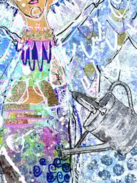 Image 7 of Zizania, 8x10 Acrylic and Collage Painting, 11x14 matted, Abstract Angels,