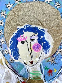 Image 7 of Lux Rubrum, 8x10 Acrylic and Collage Painting, 11x14 matted, Abstract Angels,