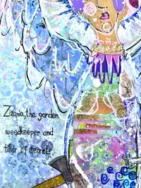 Image 8 of Zizania, 8x10 Acrylic and Collage Painting, 11x14 matted, Abstract Angels,