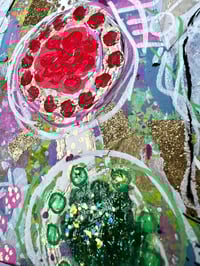 Image 9 of Lux Rubrum, 8x10 Acrylic and Collage Painting, 11x14 matted, Abstract Angels,