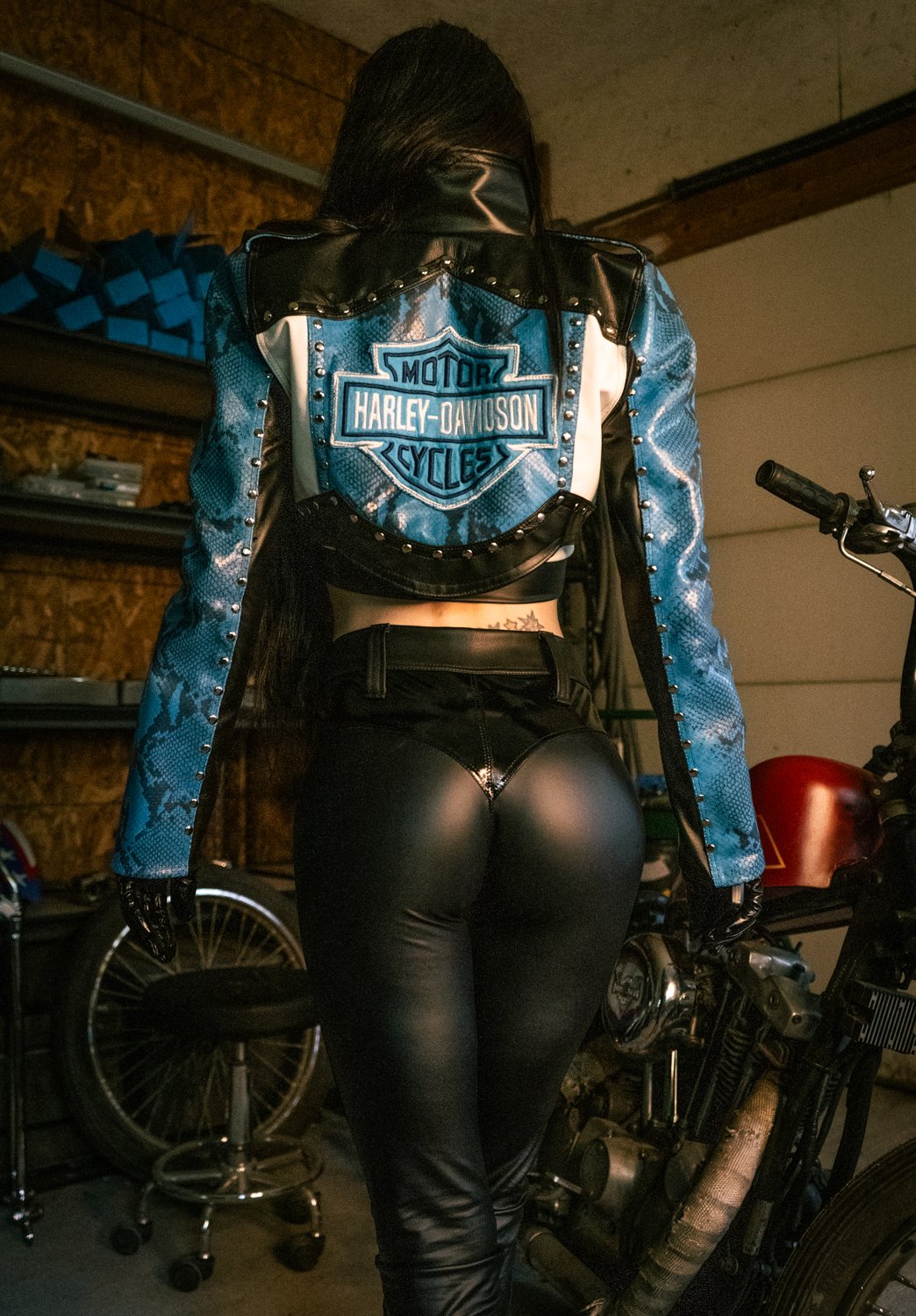 Image of Toxic Vision Mean Streak cropped biker jacket