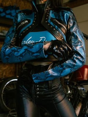 Image of Toxic Vision Mean Streak cropped biker jacket