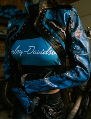 Image of Toxic Vision Mean Streak cropped biker jacket