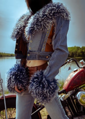 Image of Toxic Vision Easy Rider denim and leather jacket
