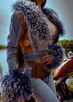Image of Toxic Vision Easy Rider denim and leather jacket